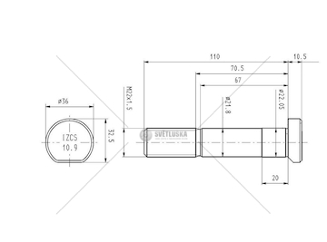 Šroub kolový MAN M22*1,5*110 DL.GW.43MM CSY AZMA-0021