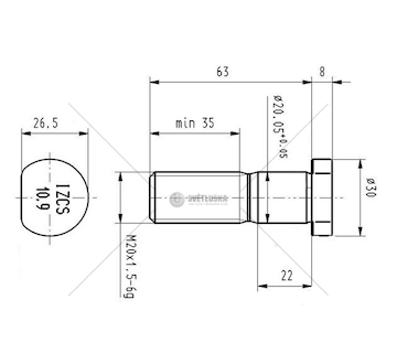 Šroub kolový MB M20*1,5*62 CSY AZME-0008